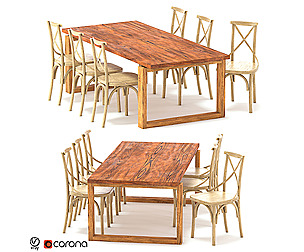 FREE Table and 6 Teak Cross Back Dining Chair
