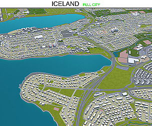 Iceland city 3d model 1400km