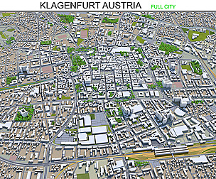 Klagenfurt city Austria 3d model 30km
