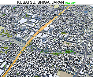 Kusatsu city Shiga Japan 3d model 20km