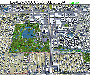 Lakewood city Colorado USA 3d model 30km
