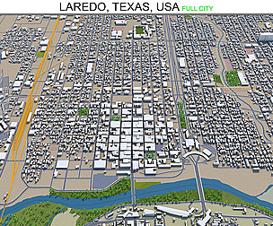 Laredo city Texas USA 3d model 60km