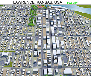 Lawrence city Kansas USA 3d model 30km