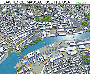 Lawrence city Massachusetts USA 3d model  20km