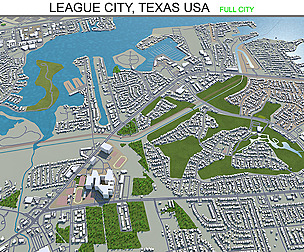 League City Texas USA 3d model 25km