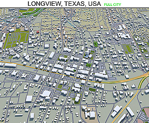 Longview city Texas USA 3d model 30km