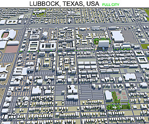Lubbock city Texas USA 3d model 30km