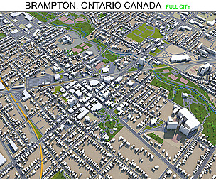 Brampton city Ontario Canada 3d model 40km
