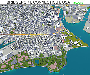 Bridgeport city Connecticut USA 3d model 30km