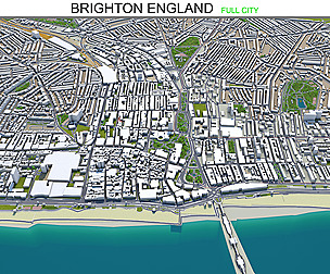 Brighton city England 3d model 25km