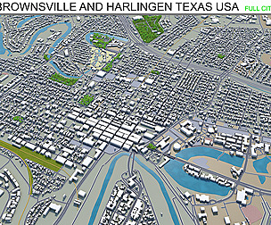 Brownsville Harlingen city Texas USA 3d model 70km