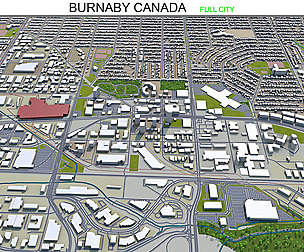 Burnaby city Canada 3d model 20km