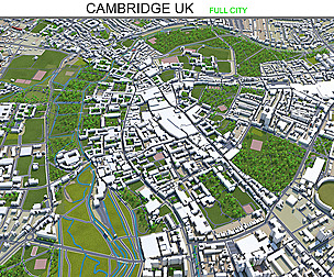 Cambridge city UK 3d model  20km
