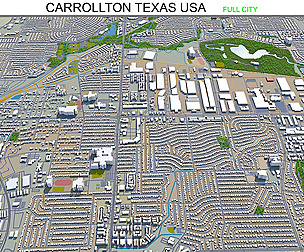 Carrollton city Texas USA 3d model 25km