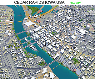 Cedar Rapids city Iowa USA 3d model 30km