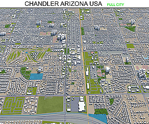 Chandler city Arizona USA 3d model 25km