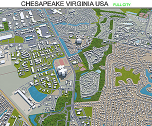 Chesapeake city Virginia USA 3d model 60km