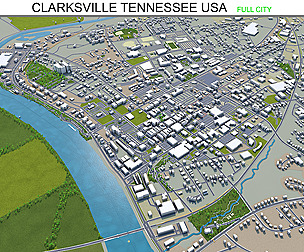 Clarksville city Tennessee USA 3d model 35km