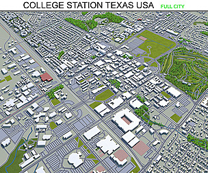 College Station city Texas USA 3d model 30km