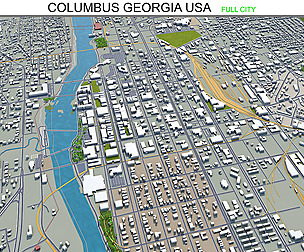 Columbus city Georgia USA 3d model 50km