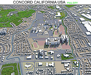 Concord city California USA 3d model 20km
