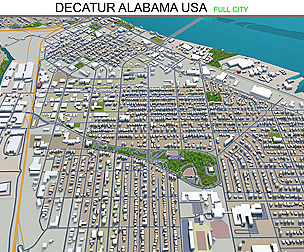 Decatur city Alabama USA 3d model 30km