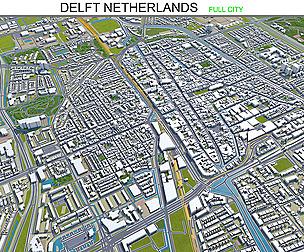 Delft city Netherlands 3d model 15km