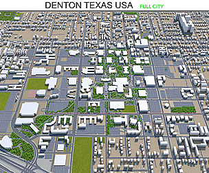 Denton city Texas USA 3d model 40km