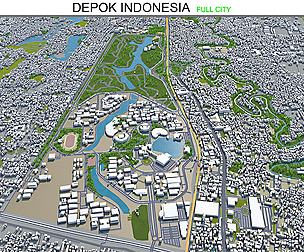 Depok city Indonesia 3d model 30km