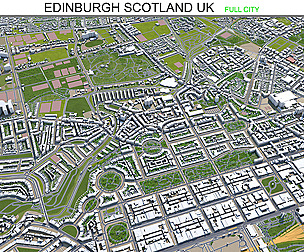 Edinburgh city Scotland UK 3d model 50km