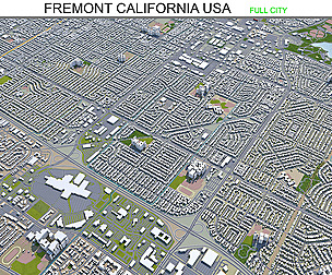 Fremont city California USA 3d model 30km