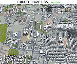 Frisco city Texas USA 3d model 25km