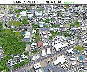 Gainesville city Florida USA 3d model 30km
