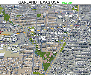 Garland city Texas USA 3d model 30km