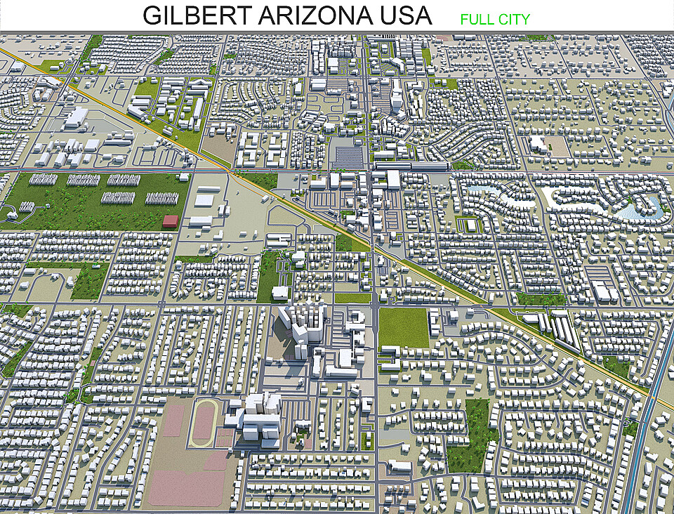 Gilbert city Arizona USA 3d model 40km