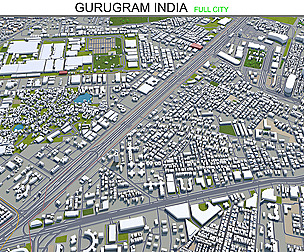 Gurugram city India 3d model 40km