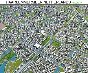 Haarlemmermeer city Netherlands 3d model 40km