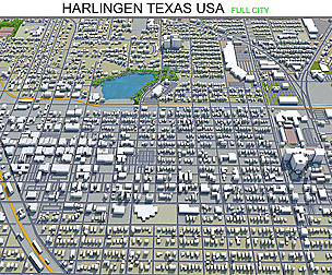 Harlingen city Texas USA 3d model 40km