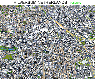 Hilversum city Netherlands 3d model 20km