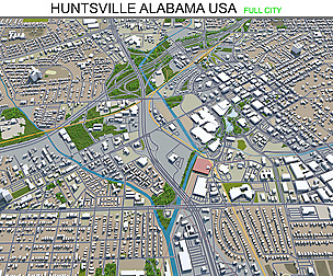 Huntsville city Alabama USA 3d model 50km