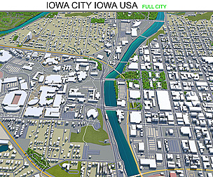 Iowa City Iowa USA 3d model 20km