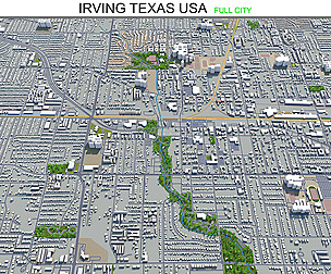 Irving city Texas USA 3d model 30km