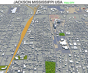 Jackson city Mississippi USA 3d model 40km