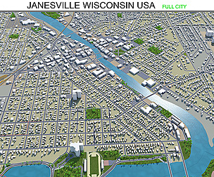 Janesville city Wisconsin USA 3d model 30km