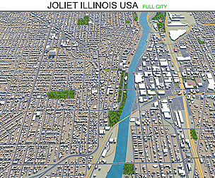 Joliet city Illinois USA 3d model 40km