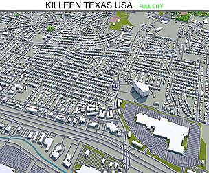 Killeen city Texas USA 3d model 25km