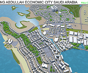 King Abdullah City Saudi Arabia 3d model 35km