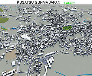 Kusatsu city Gunma Japan 3d model 15km
