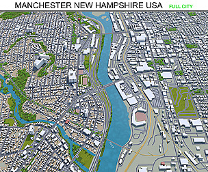 Manchester city New Hampshire USA 3d model 30km