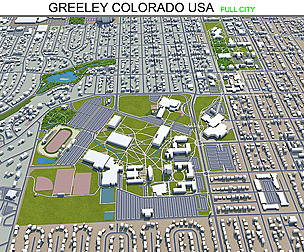 Greeley city Colorado USA 3d model 40km
